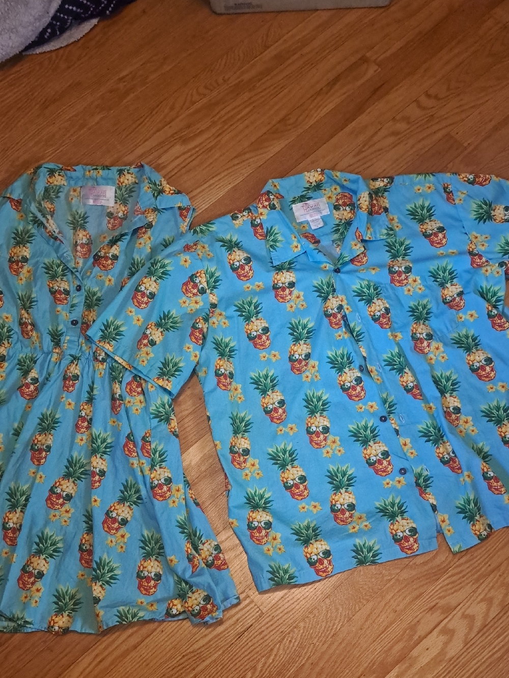 Blue Pineapple Print Kids Pajama Set